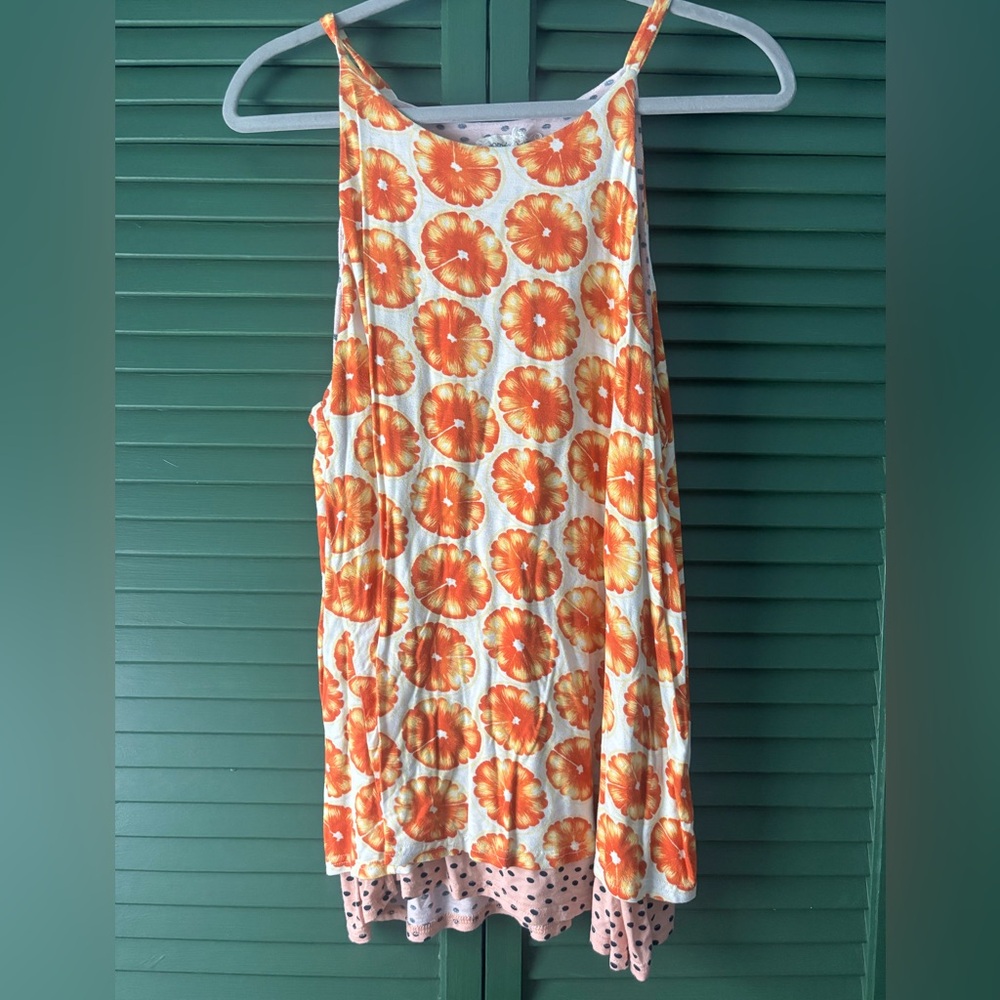 Floral Orange and Polka Dot Tank Top